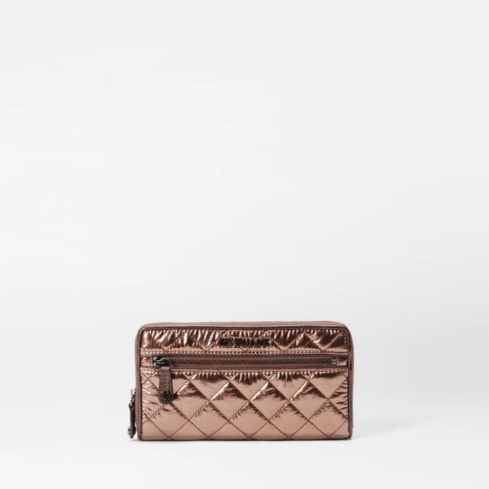 MZ WALLACE Copper Metallic Lacquer Crosby Long Wallet